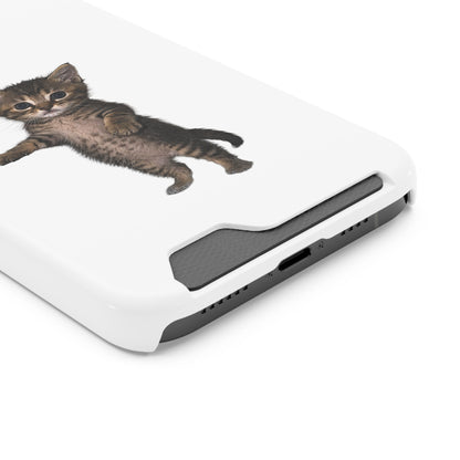 Cute Standing Kitten Phone Case with Card Holder