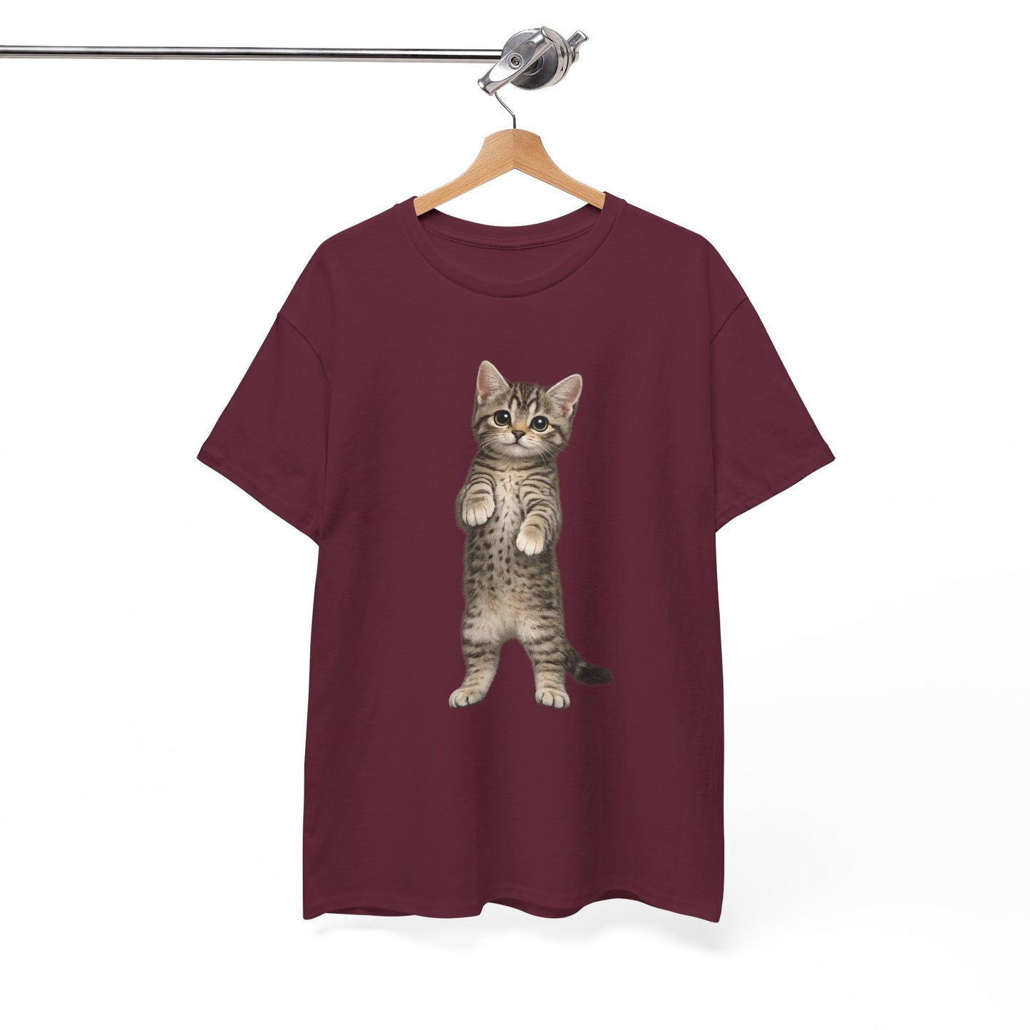 Standing Tabby Kitten T-Shirt — Cute Cat Graphic Tee for Cat Lovers