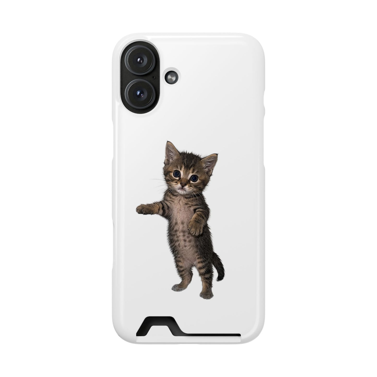 Cute Standing Kitten Phone Case with Card Holder