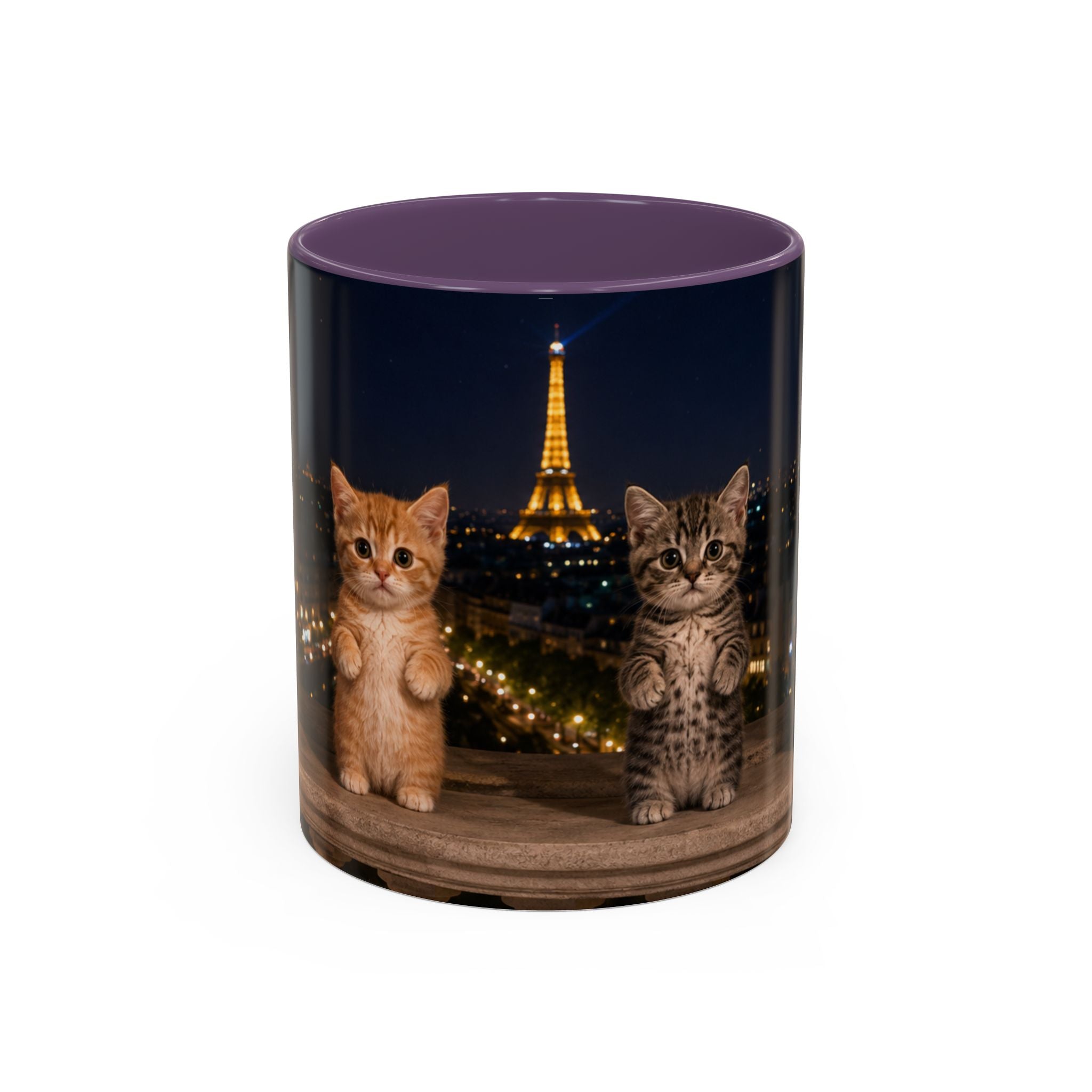 Paris Kittens Coffee Mug — Cute Cat Nightscape Accent Mug (11/15 oz)