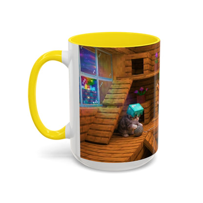 Cozy Cat Tree Accent Coffee Mug — Cute Kitten Window Scene (11/15 oz)