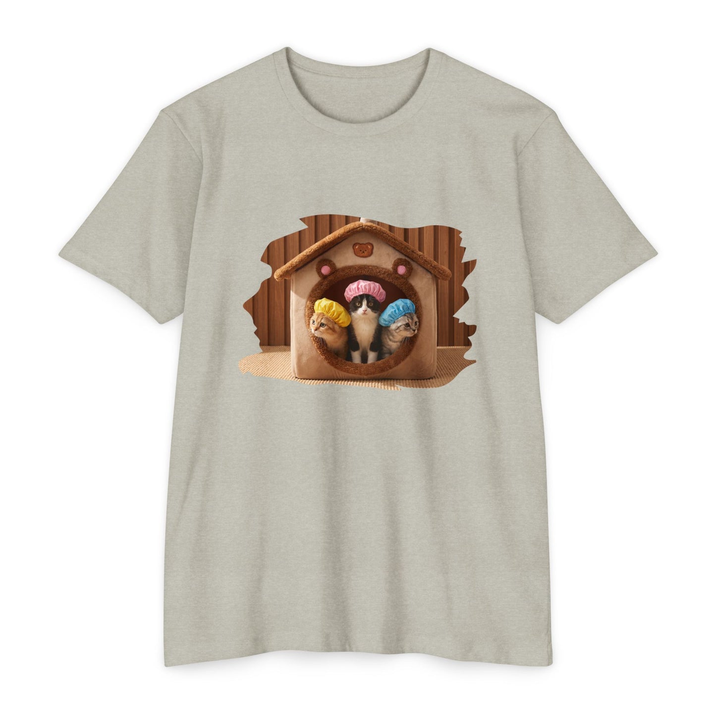 Cute Birdhouse T-Shirt — Three Cartoon Birds in Nest