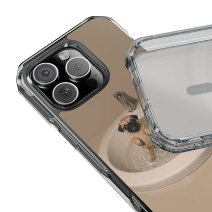 Clear Magnetic Phone Case – Cute Pups in Sink Photo Design