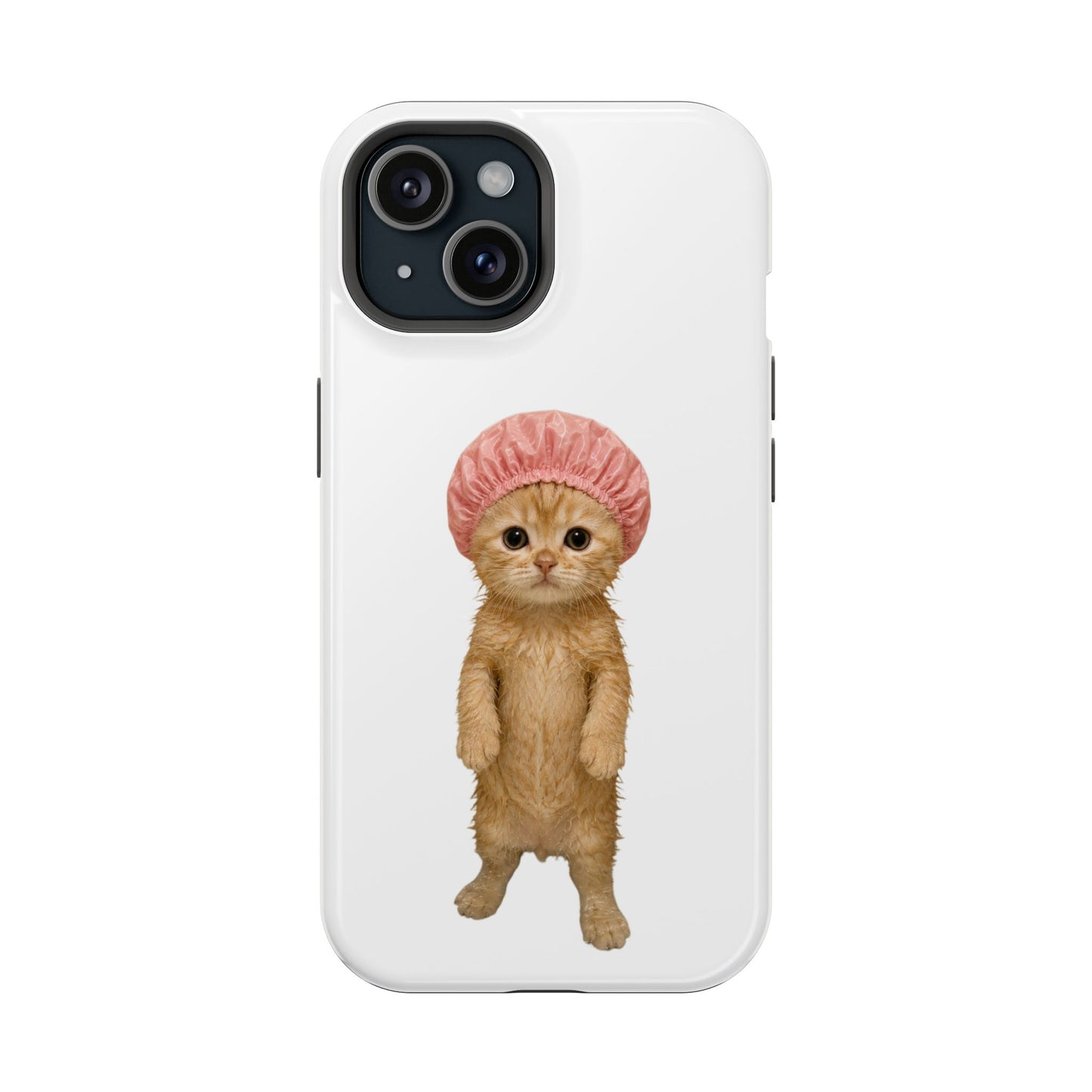 Cute Kitten in Shower Cap Magnetic Impact-Resistant Phone Case