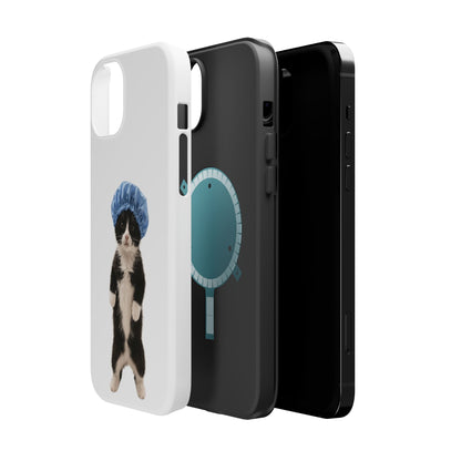 Cute Cat in Shower Cap Magnetic Impact-Resistant Phone Case