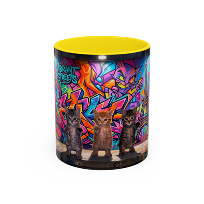 Street Kitties Graffiti Coffee Mug — Colorful Cat Art Accent Mug (11/15oz)