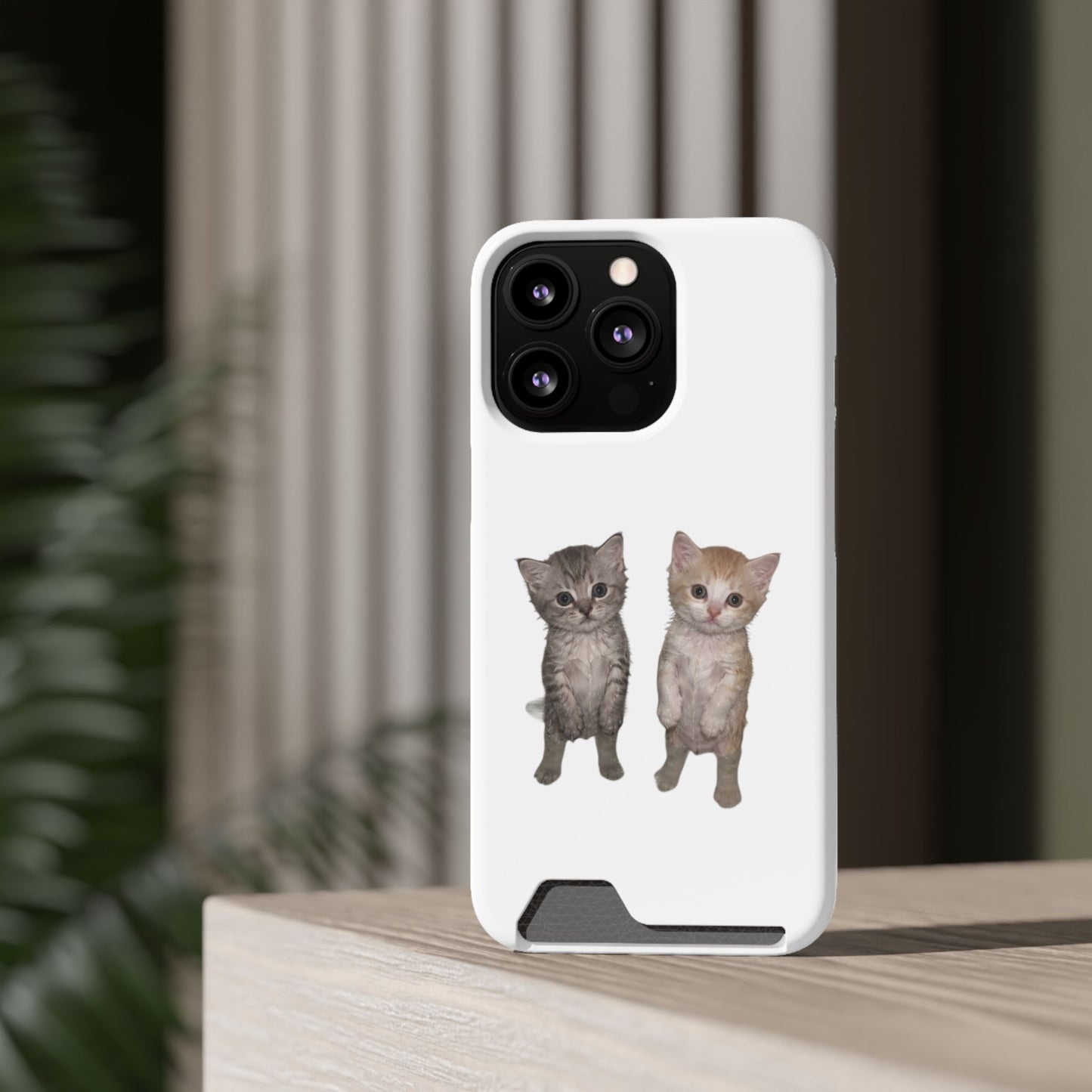 Duo Cute Kitten Phone Case with Card Holder