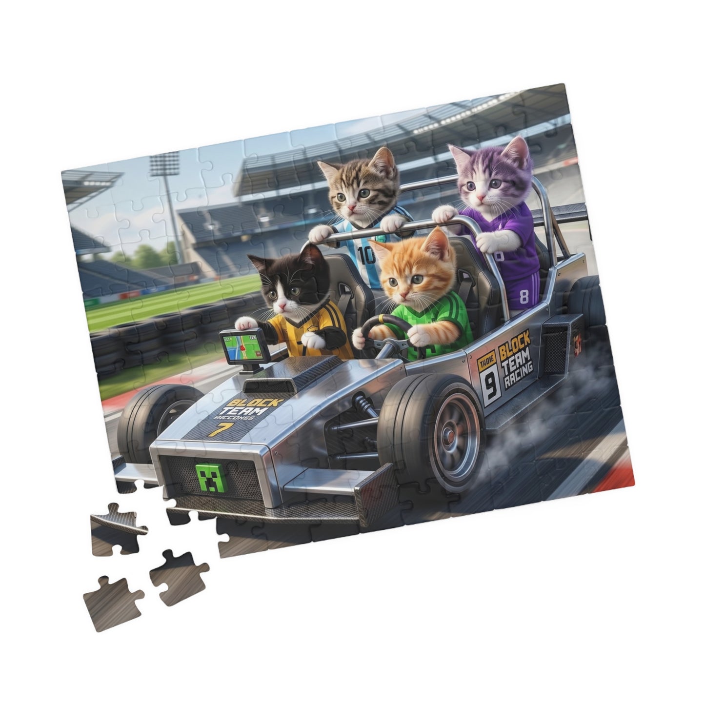 Racing Kittens Jigsaw Puzzle — Cute Cat Race Car 110–1014 Piece Puzzle