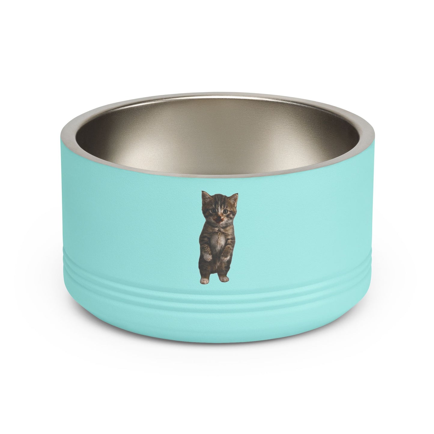 Cute Standing Kitten Stainless Steel Pet Bowl  18oz