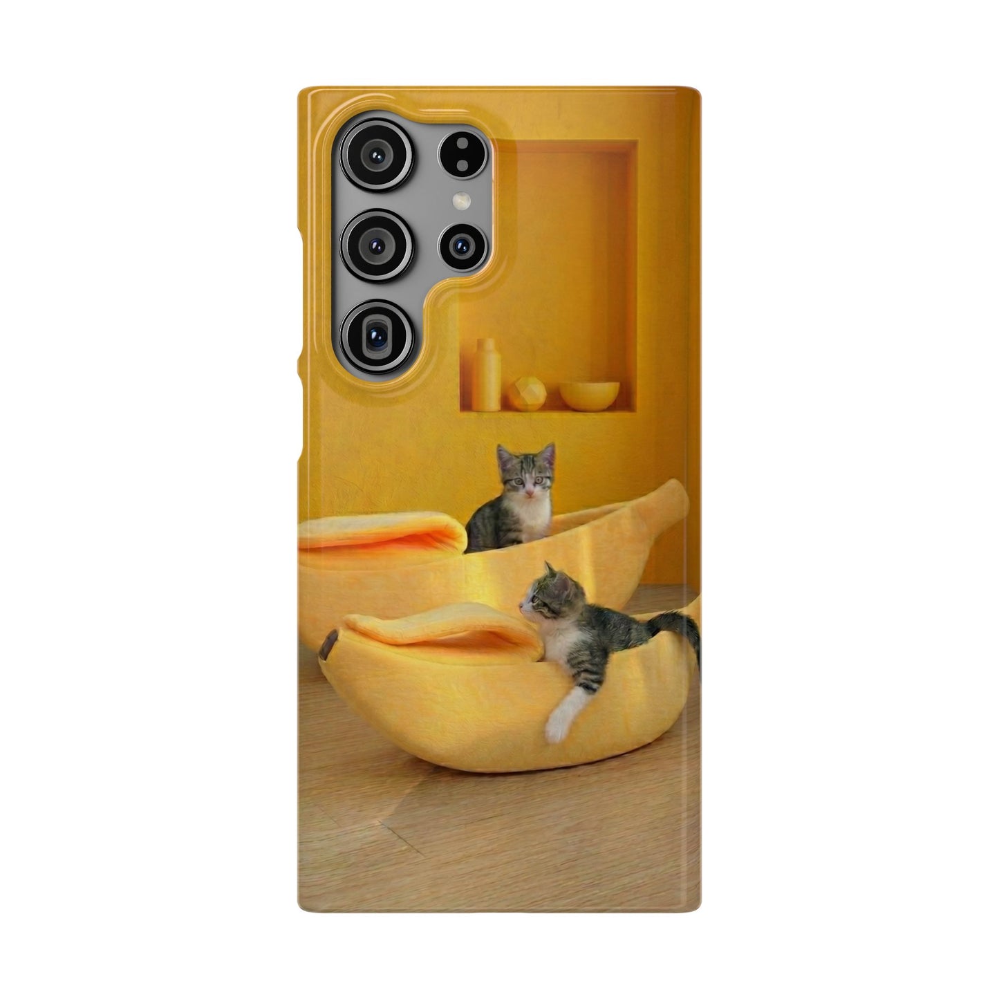Cat Cozy Phone Case – Cute Kittens in Yellow Living Room Snap Case