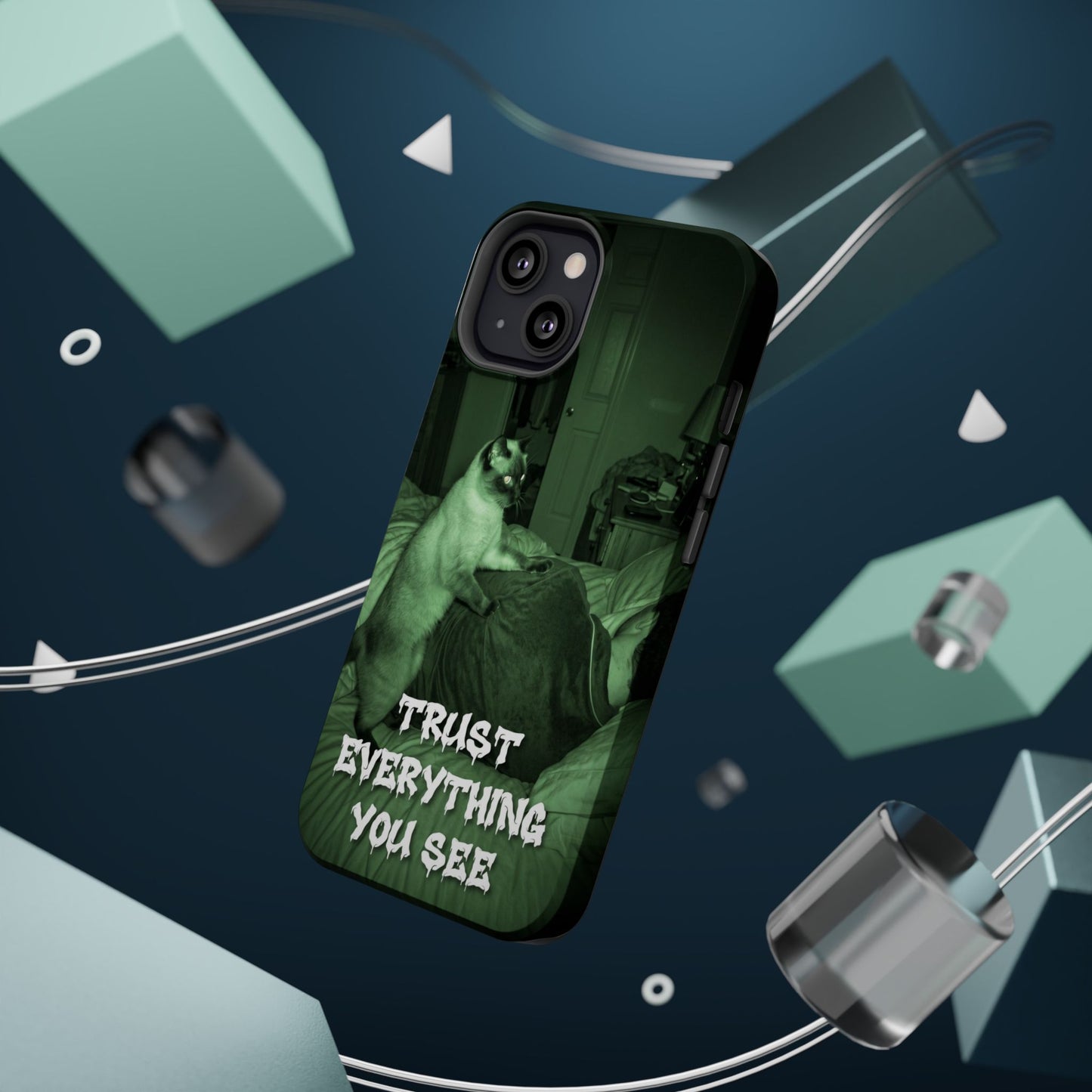 Phone Case 'Trust Everything You See' Green Dog Photo Magnetic Impact-Resistant Case