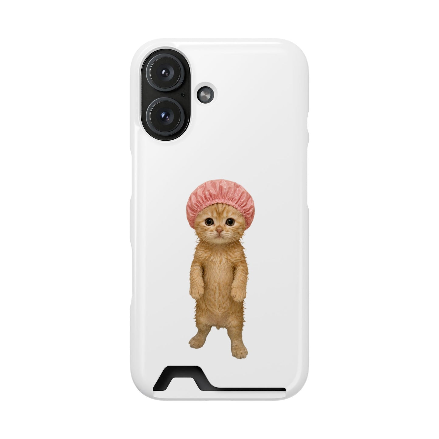 Cute Cat Shower Cap Phone Card Case