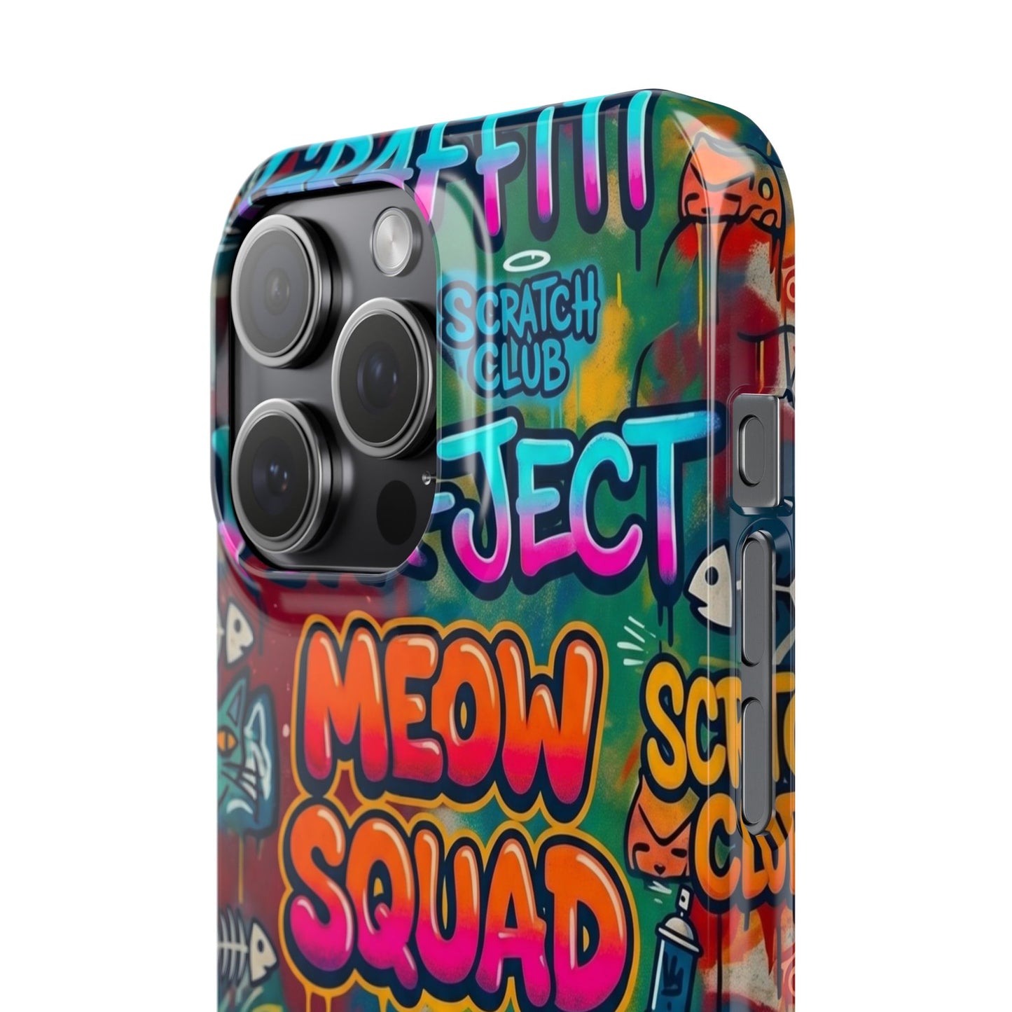 Meow Squad Graffiti Phone Case — Colorful Cat Crew Slim Case