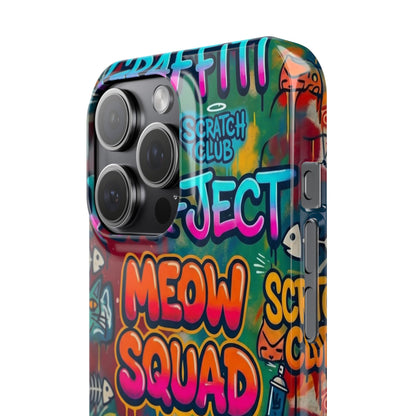 Meow Squad Graffiti Phone Case — Colorful Cat Crew Slim Case