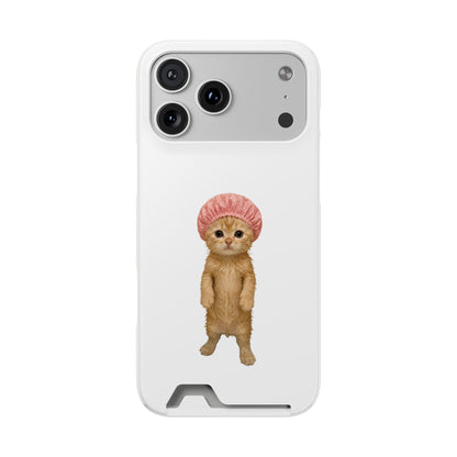 Cute Cat Shower Cap Phone Card Case
