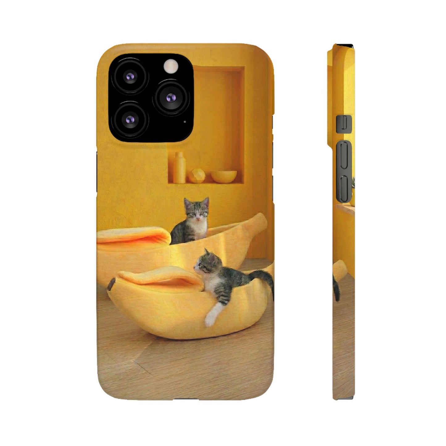 Cat Cozy Phone Case – Cute Kittens in Yellow Living Room Snap Case