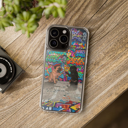 Clear Phone Case — Colorful Graffiti Pugs Design