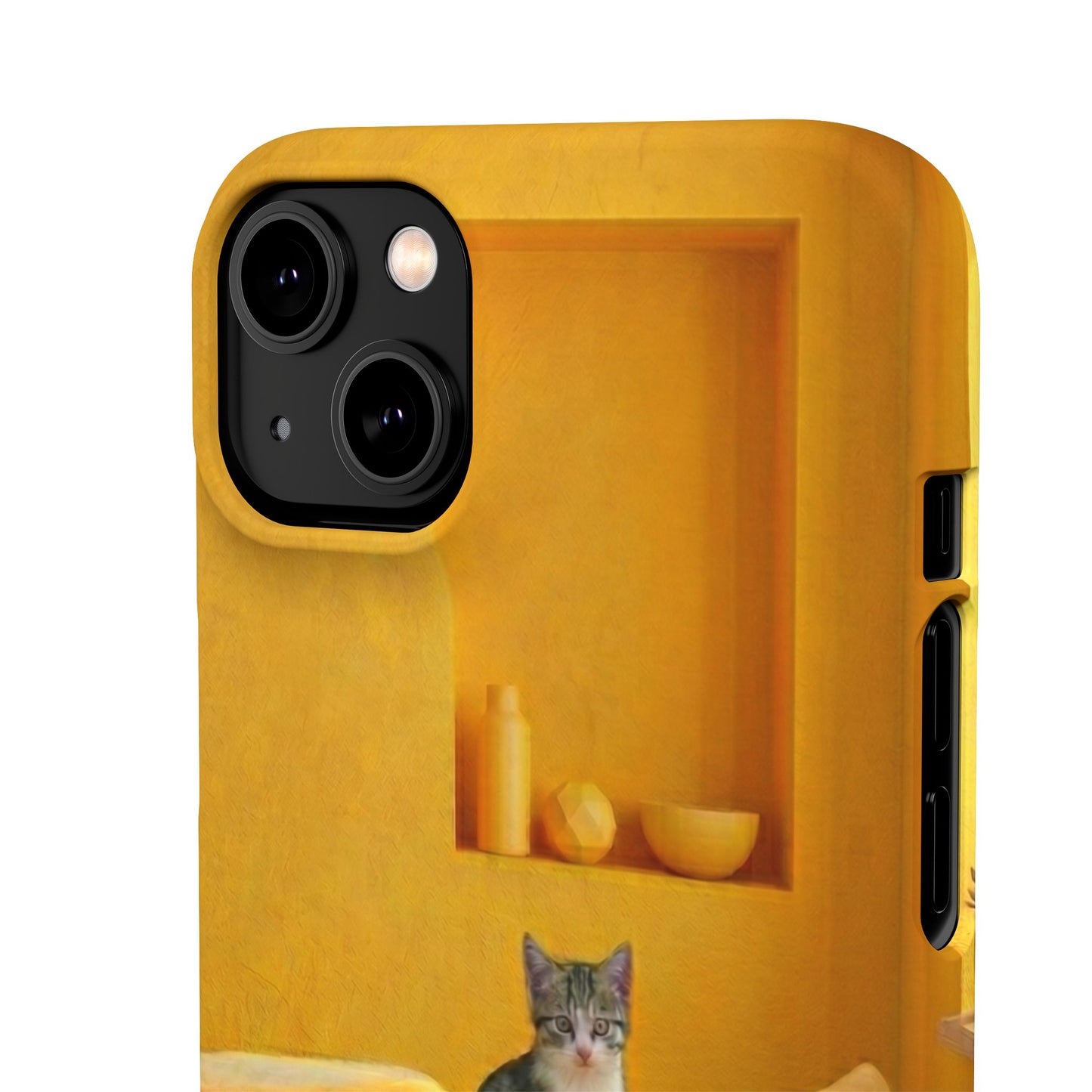 Cat Cozy Phone Case – Cute Kittens in Yellow Living Room Snap Case