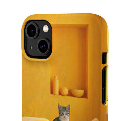 Cat Cozy Phone Case – Cute Kittens in Yellow Living Room Snap Case