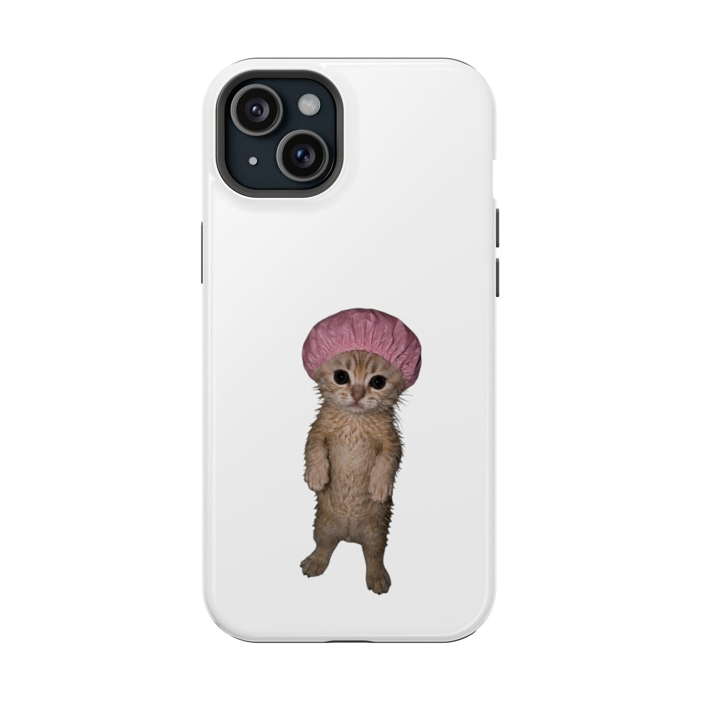 Cute Kitten in Shower Cap  Magnetic Impact-Resistant