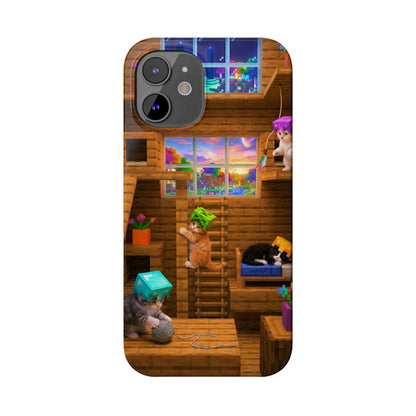 Minecraft Cozy Treehouse Slim Phone Case — Gamer Pixel Cabin Design