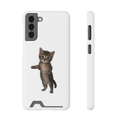 Cute Standing Kitten Phone Case with Card Holder