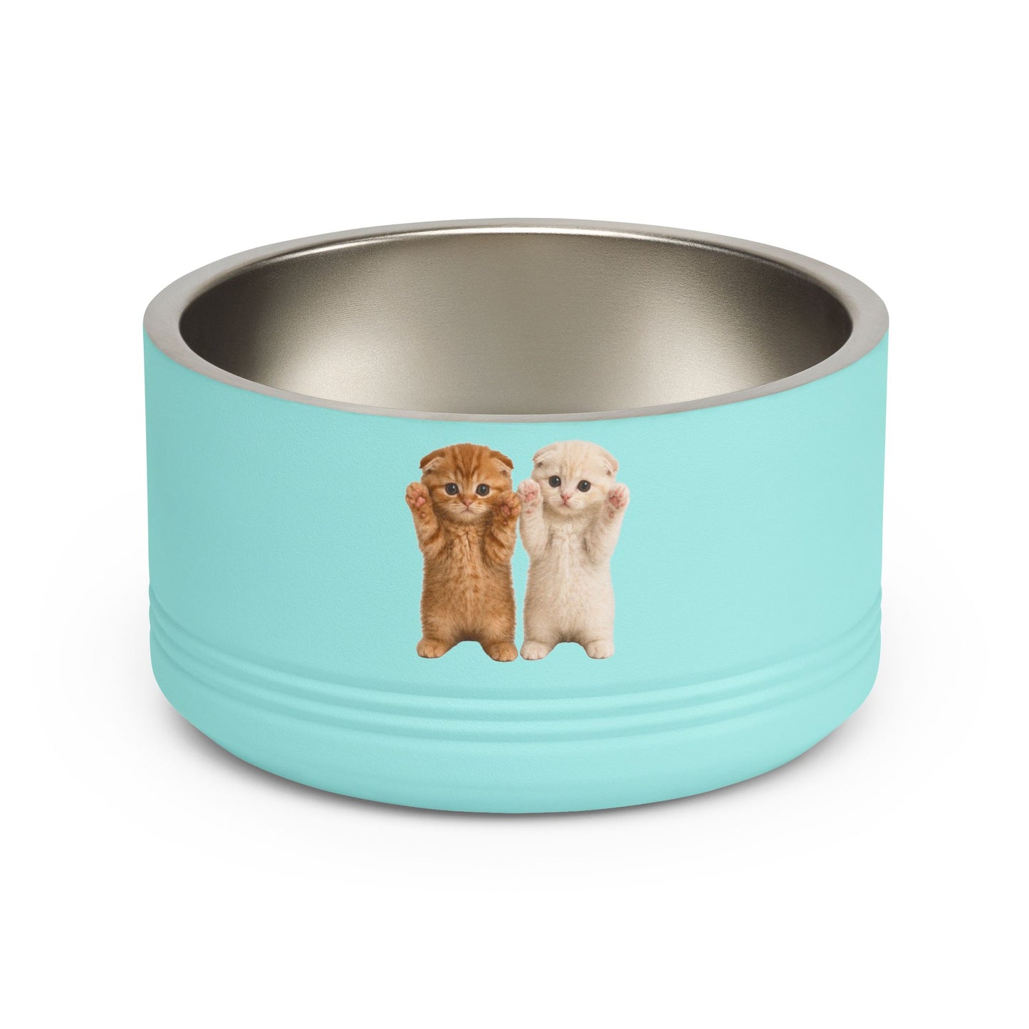Cute Cat Kitten Pair 18oz Stainless Pet Bowl