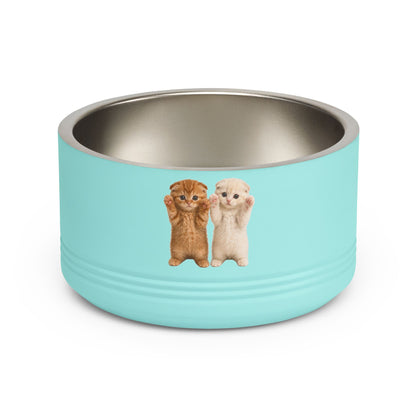 Cute Cat Kitten Pair 18oz Stainless Pet Bowl