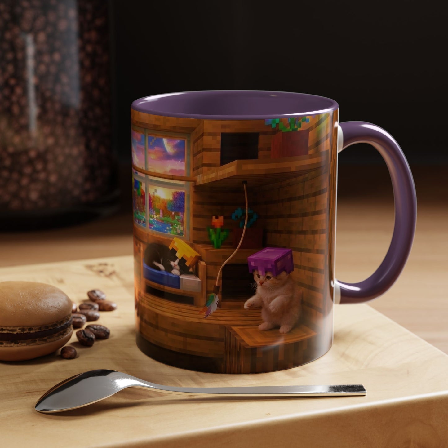 Cozy Cat Tree Accent Coffee Mug — Cute Kitten Window Scene (11/15 oz)