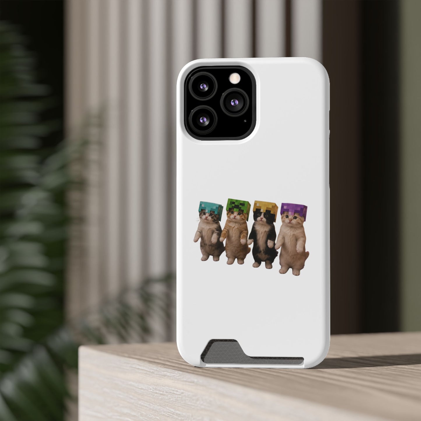 Minecraft Kittens Cat Phone Case with Card Holder
