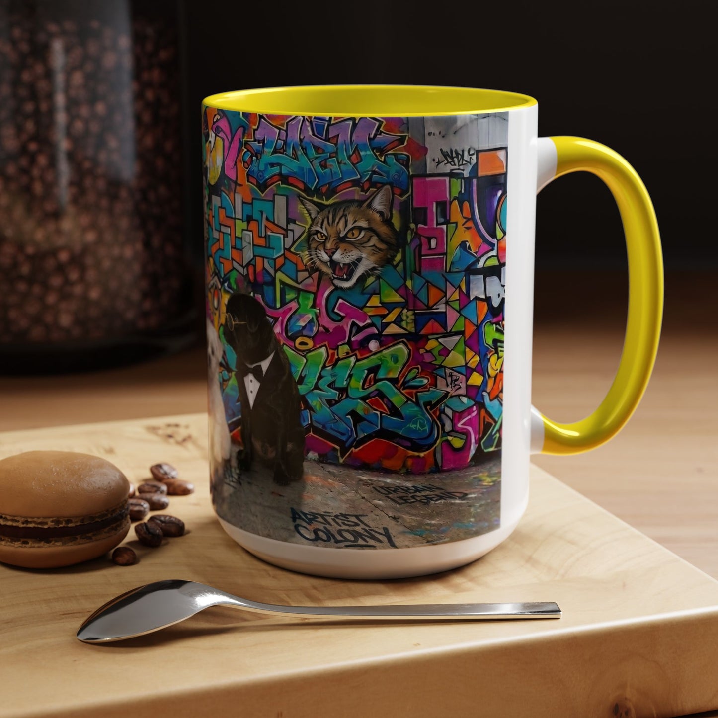 Graffiti Pets Coffee Mug — Colorful Street Art Dog & Cat Accent Mug (11/15oz)