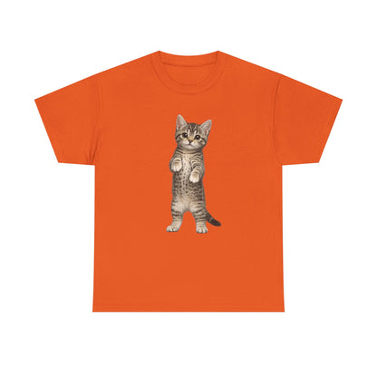 Standing Tabby Kitten T-Shirt — Cute Cat Graphic Tee for Cat Lovers