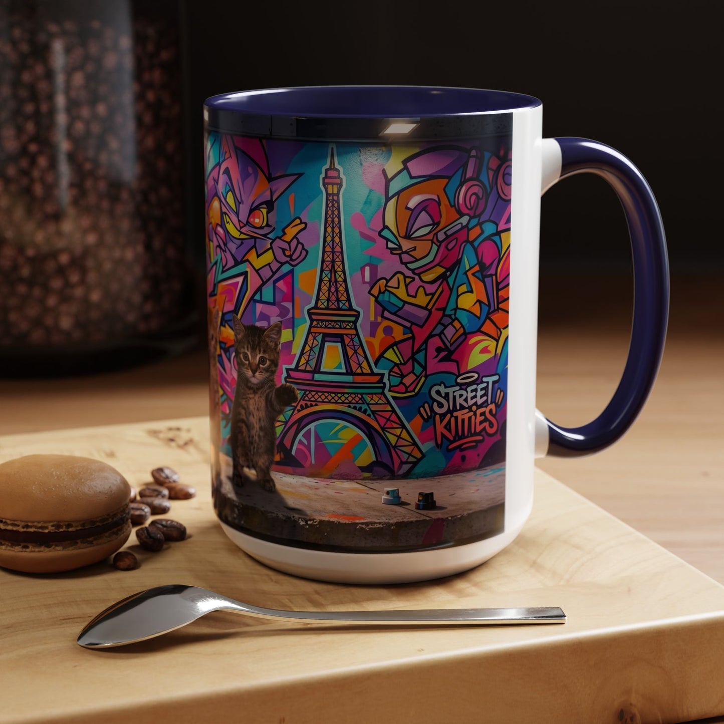 Street Kitties Graffiti Coffee Mug — Colorful Cat Art Accent Mug (11/15oz)