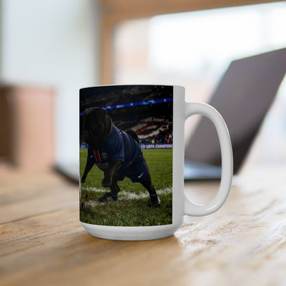 Soccer Pups Ceramic Mug — Cute Dogs Playing Football (11oz/15oz)