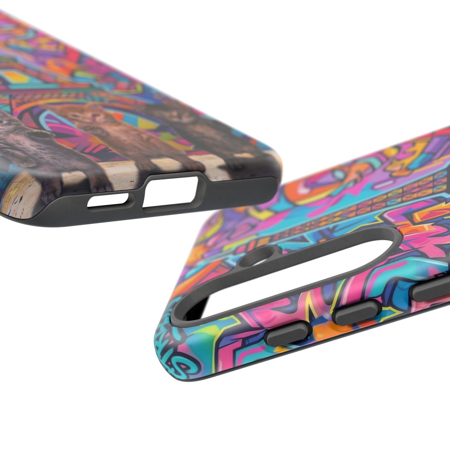 Cat Graffiti Eiffel Phone Case — Colorful Urban Parisian iPhone Cover