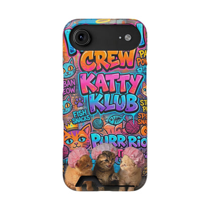 Cat Crew Katty Klub Phone Card Case — Cute Graffiti Kitten Wallet Phone Case