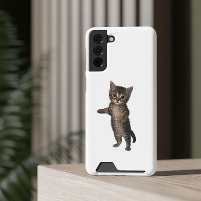 Cute Standing Kitten Phone Case with Card Holder