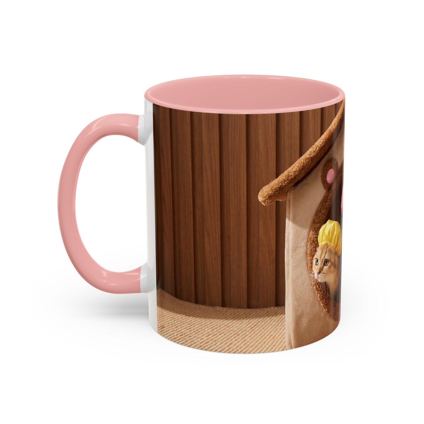 Cute Kittens in Shower Caps Accent Coffee Mug — Pink Interior 11/15oz