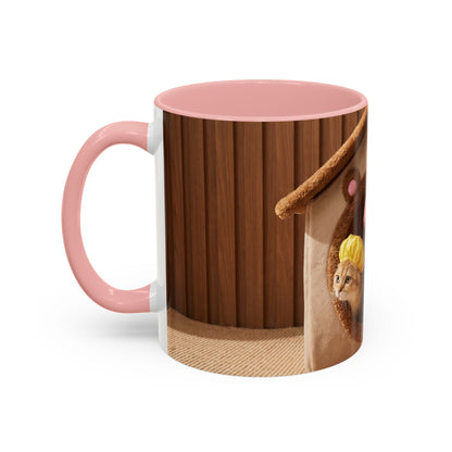 Cute Kittens in Shower Caps Accent Coffee Mug — Pink Interior 11/15oz