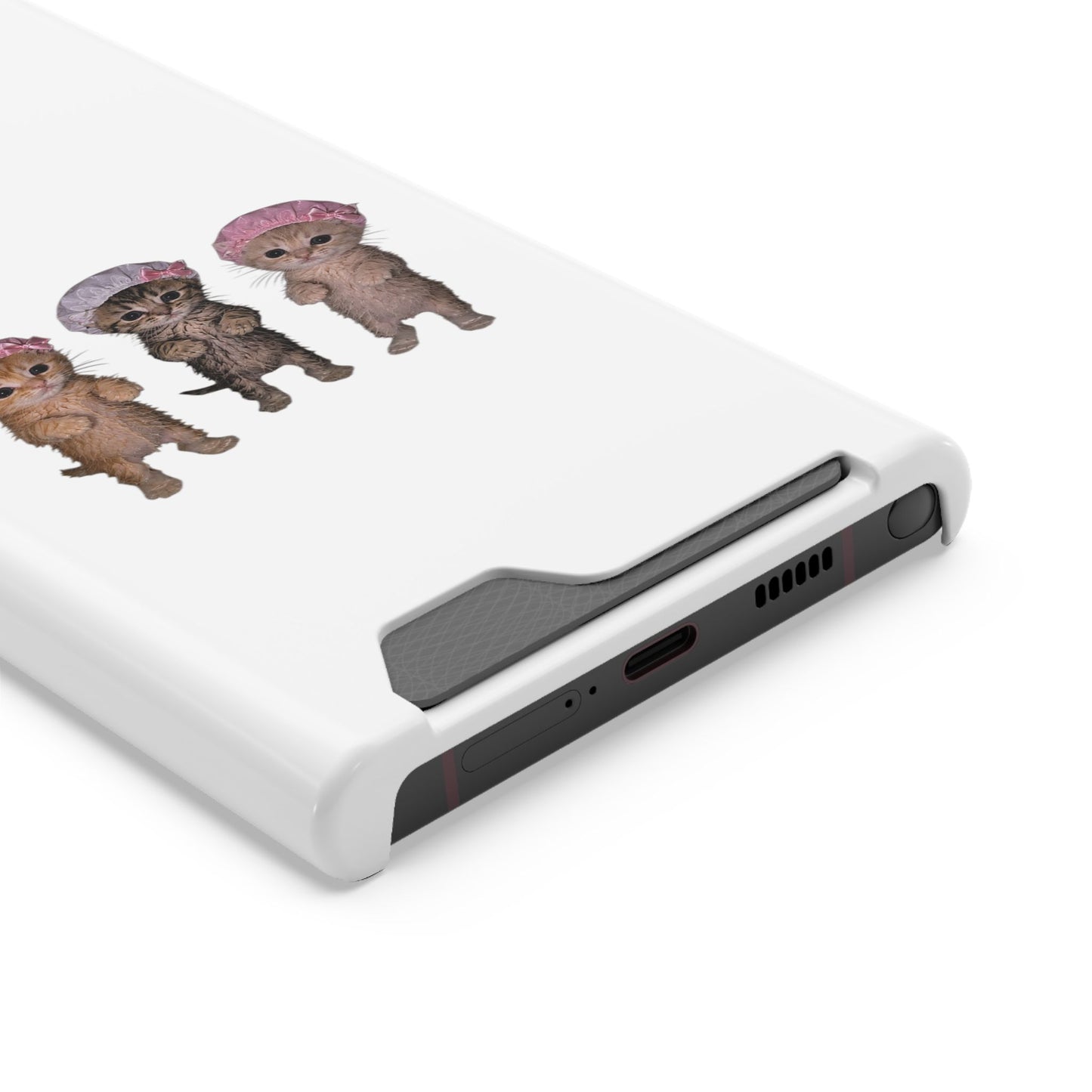 Cute Three Kittens Phone Case with Card Holder