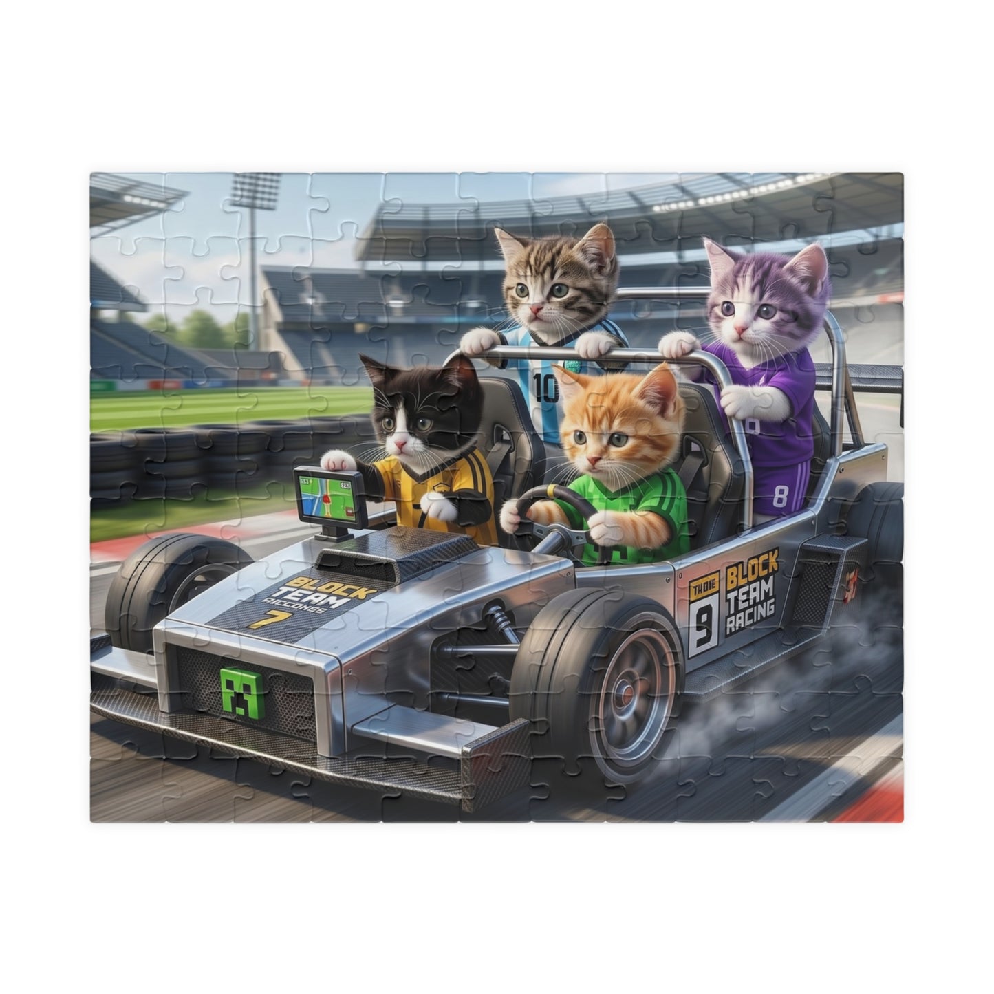 Racing Kittens Jigsaw Puzzle — Cute Cat Race Car 110–1014 Piece Puzzle
