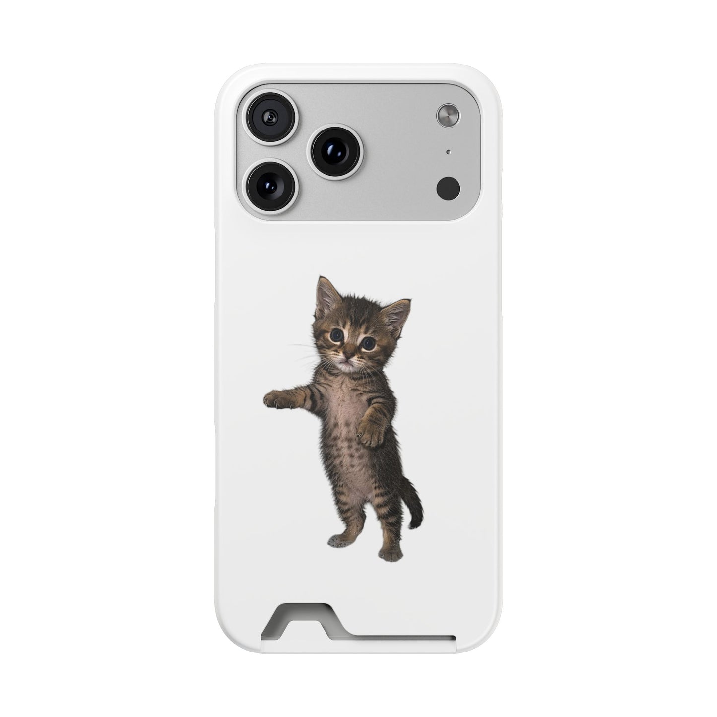 Cute Standing Kitten Phone Case with Card Holder