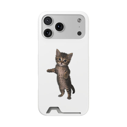 Cute Standing Kitten Phone Case with Card Holder