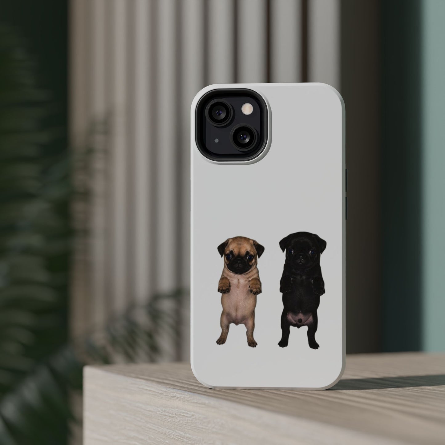 Cute Standing Pug Duo Magnetic Impact-Resistant Phone Case