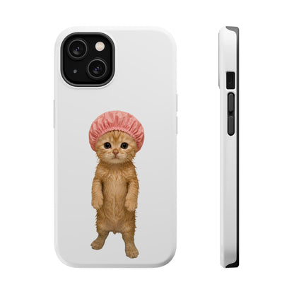 Cute Kitten in Shower Cap Magnetic Impact-Resistant Phone Case
