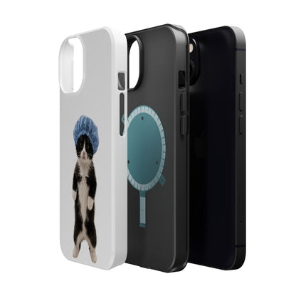 Cute Cat in Shower Cap Magnetic Impact-Resistant Phone Case