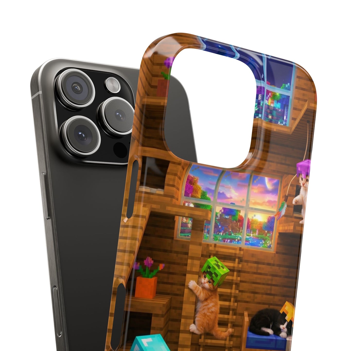 Minecraft Cozy Treehouse Slim Phone Case — Gamer Pixel Cabin Design