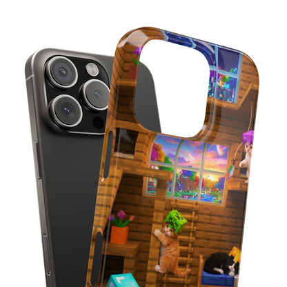 Minecraft Cozy Treehouse Slim Phone Case — Gamer Pixel Cabin Design