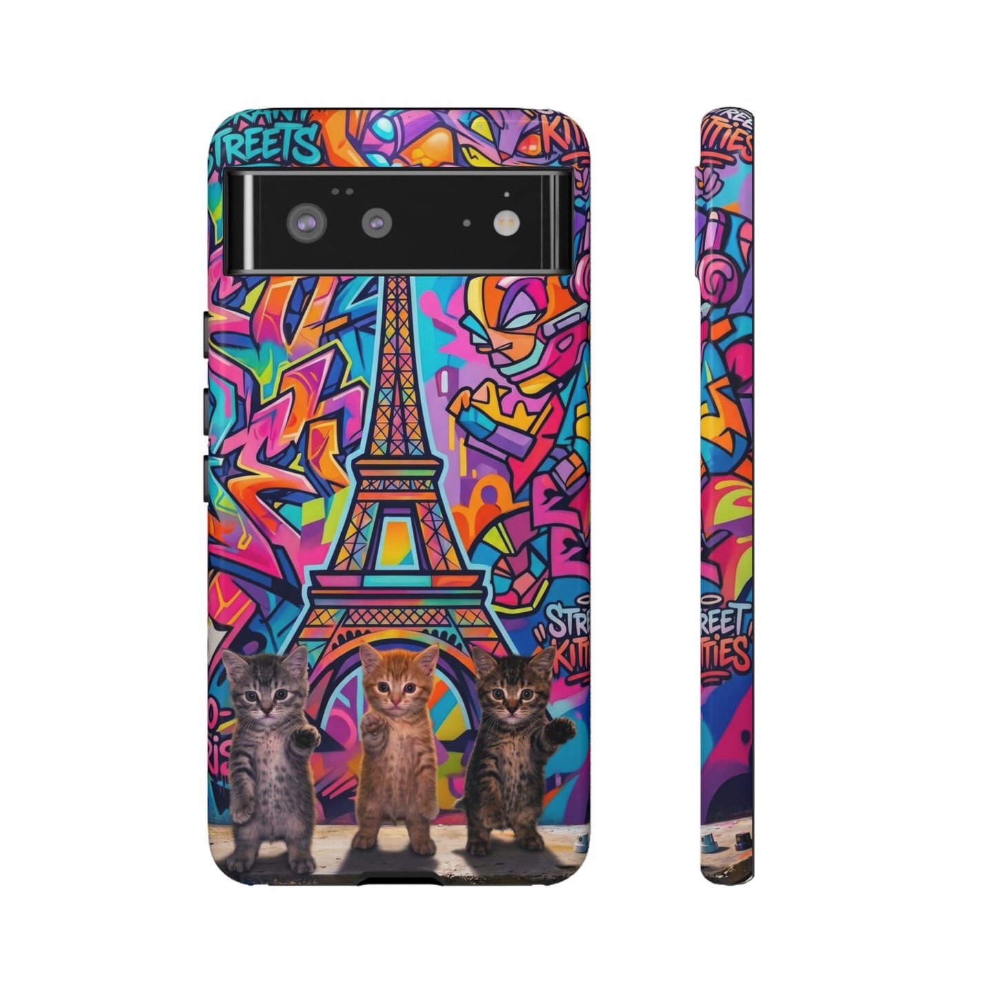 Cat Graffiti Eiffel Phone Case — Colorful Urban Parisian iPhone Cover