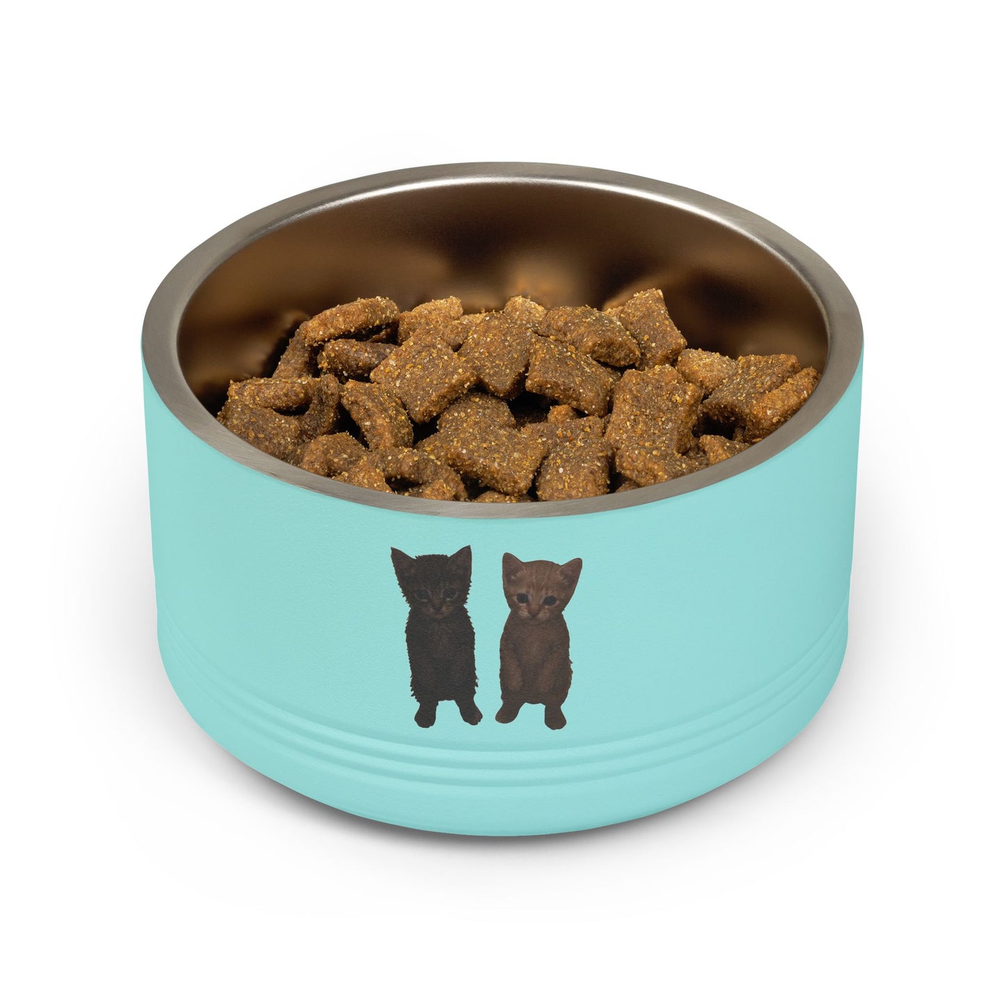 Cute Black & Brown Cat Pair  Pet Bowl  18oz